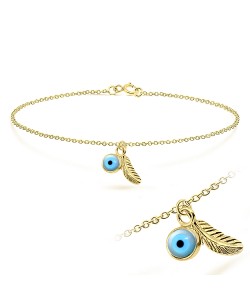 Feather with Eye Shaped Anklet ANK-208n-GP